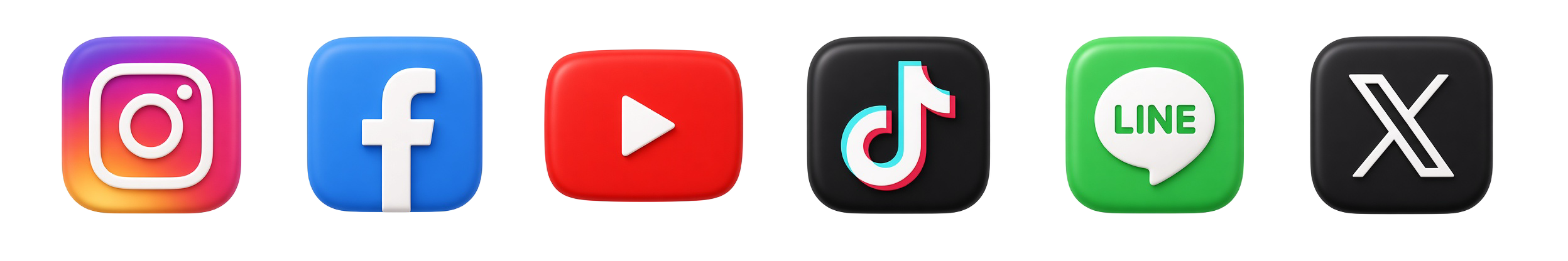 Instagram、Facebook、YouTube、TikTok、LINE 與 X